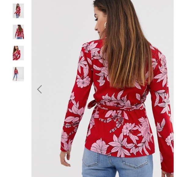 Floral Red and Pink Blouse Top from ASOS - Picture 3 of 4